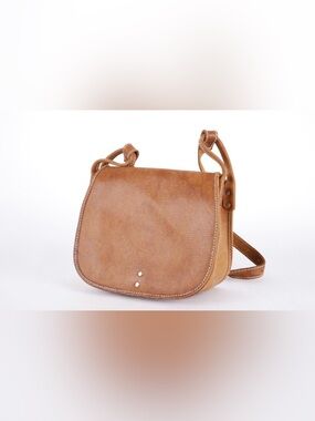 Vintage Tan Leather Crossbody Saddle Bag